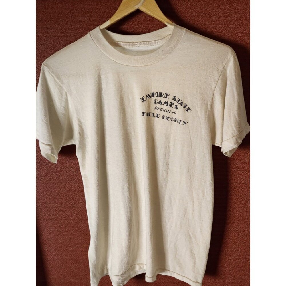 Vintage Empire State Games Field Hockey Tee | Cream Athletic Shirt Sz M